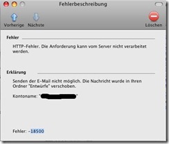 HTTP-Fehler: Die Anforderung kann vom Server nicht verarbeitet werden