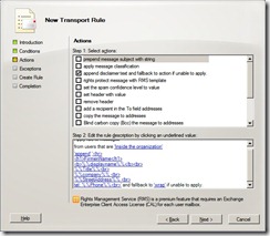 Transport Rule Actions