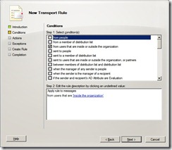 Transpor Rule Conditions